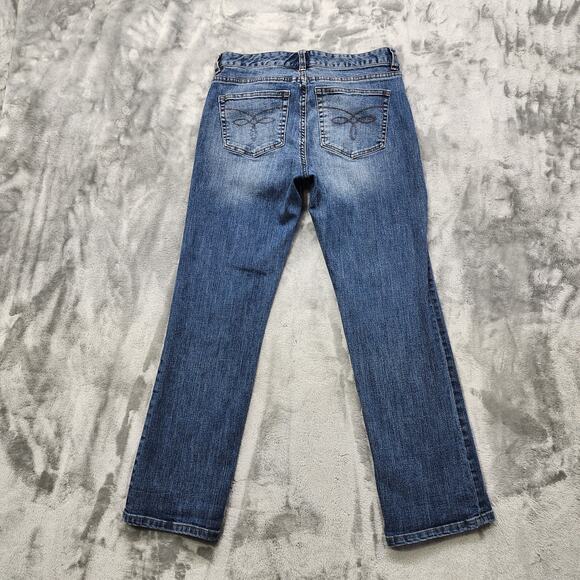 Chaps Denim Jeans Women 4 Blue Madden Straight Leg Mid Rise Stretch Denim Casual - Picture 3 of 13